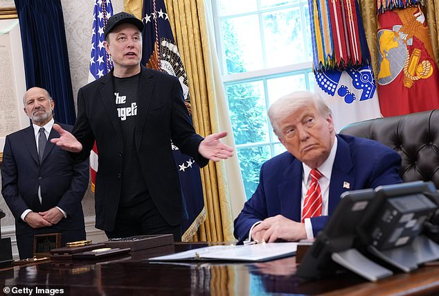 Tesla CEO Elon Musk speaks alongside U.S. President Donald Trump to reporters in the Oval Office of the White House on May 30, 2025 in Washington, DC. Musk, who served as an adviser to Trump and led the Department of Government Efficiency, announced he would leave his role in the Trump administration to refocus on his businesses.