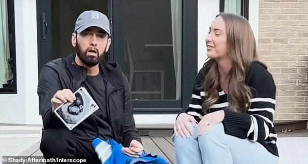 It was Eminem who announced the impending birth of the 29-year-old nepo baby's first child by proudly holding up an ultrasound snap in his 2024 music video for Temporary (feat. Skylar Grey)