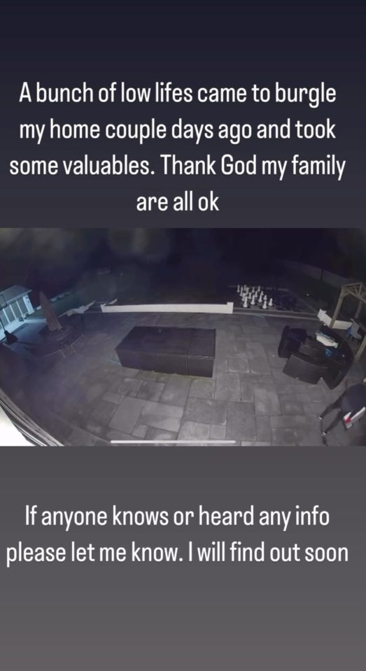 Nighttime security camera footage of a burglarized home.