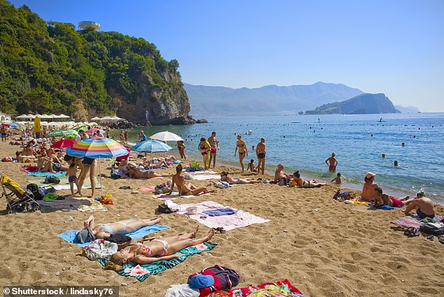 Mogren Beach close to the historic old town of Budva in Montenegro