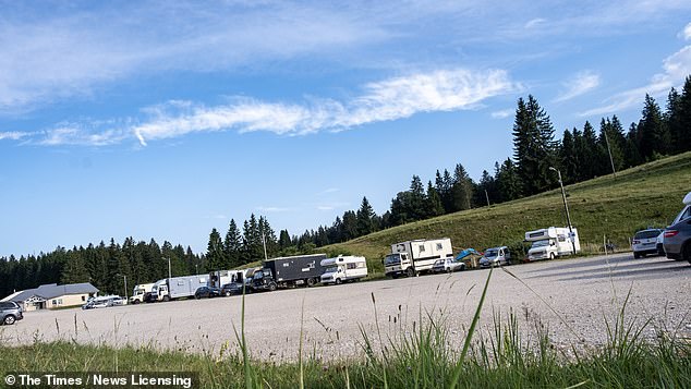 Caravans parked in Les Fourgs, an affordable option for French citizens working in France
