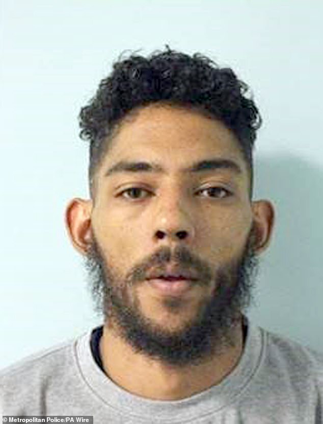 Errol Woodger, 38, (pictured) broke into Marc Allen's ground floor flat in Erith, southeast London, in the early hours of 29 December 2019 before mowing him down with his own car