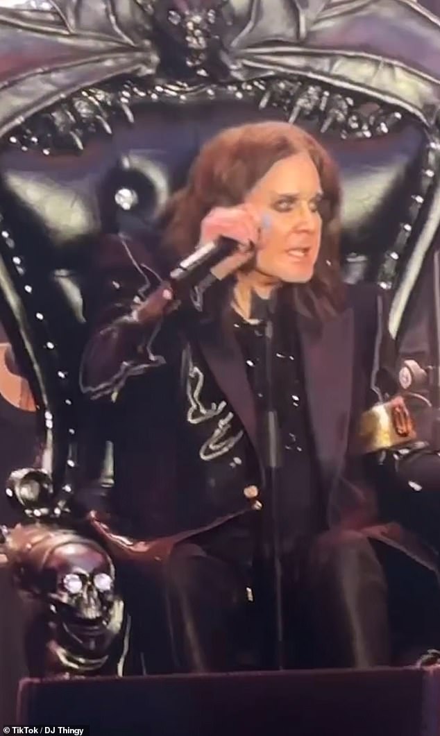 FIRST LOOK: Ozzy Osbourne sent fans into a frenzy as he arrived on stage in Birmingham 's Villa Park on Saturday night for his final ever performance