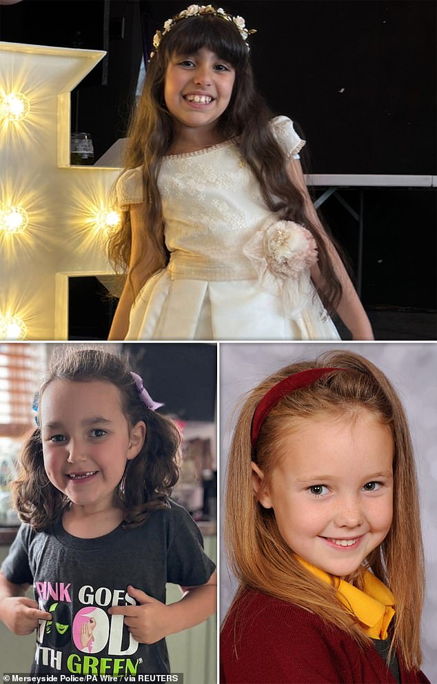 Southport attack victims Alice Dasilva Aguiar, top, Bebe King, bottom left, and Elsie Dot Stancombe, bottom right