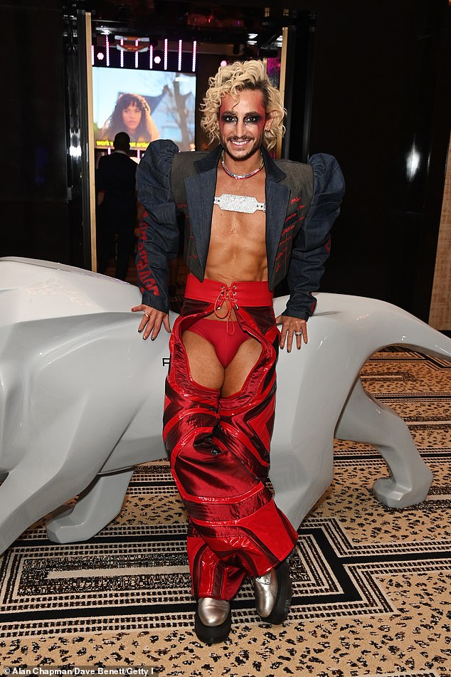 Frankie Grande turned heads at the Attitude Awards on Friday night at Peninsula London hotel with an eccentric look that left little to the imagination