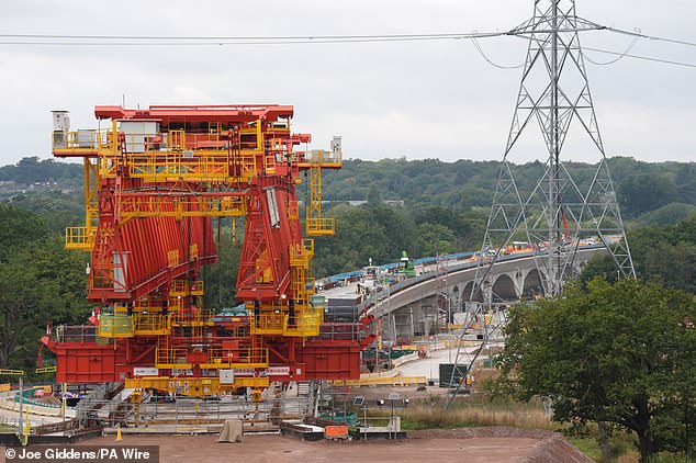The project was announced in 2010 by then Conservative Transport Secretary Philip Hammond. Pictured: HS2's 2.1-mile viaduct across the Colne Valley in Hertfordshire
