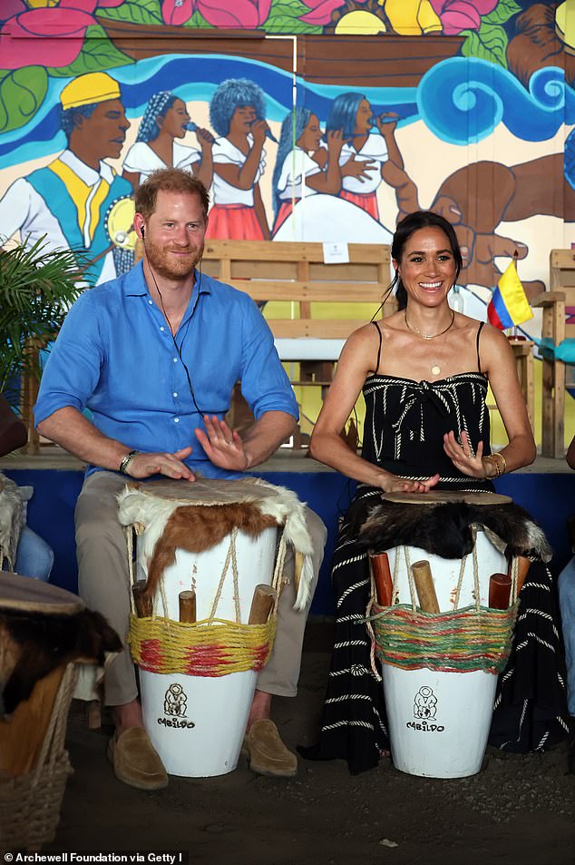 On the third day of the Sussexes' quasi-royal tour of the country in August 2024, Prince Harry and Meghan Markle visited a lively African drumming school in a suburb of the port city of Cartagena