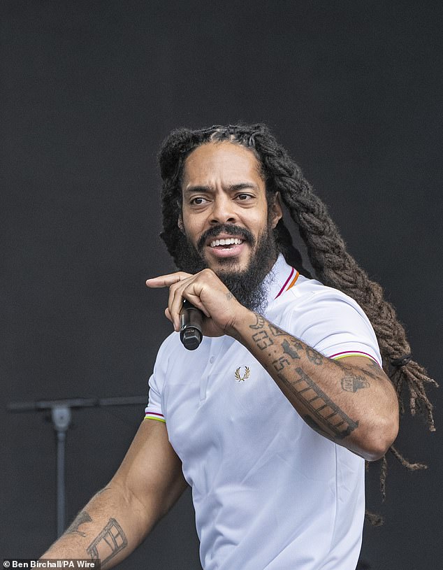 The Bob Vylan frontman – who goes by the stage name Bobby Vylan – during their performance on the West Holts Stage at Glastonbury