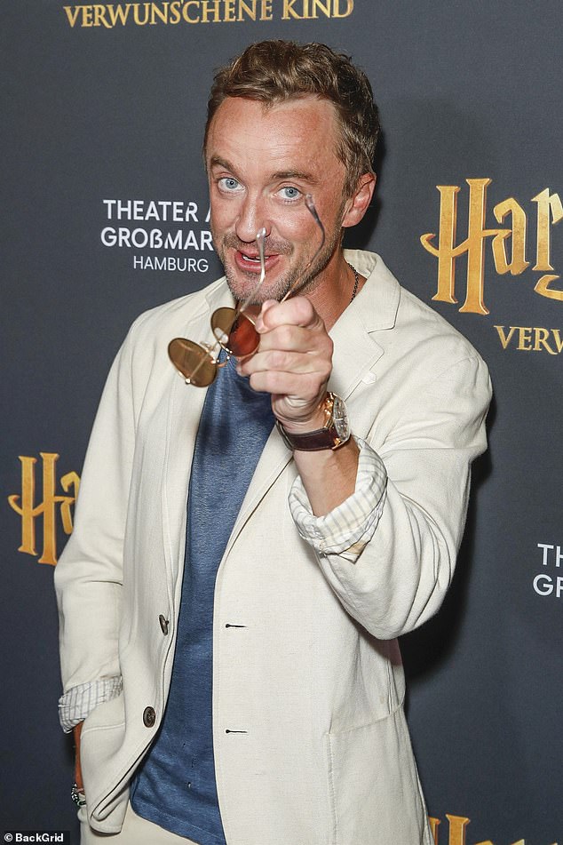 Earlier this month Tom Felton continued to show his support for JK Rowling as he attended the Harry Potter and the Cursed Child 10 year theatre celebration in Hamburg