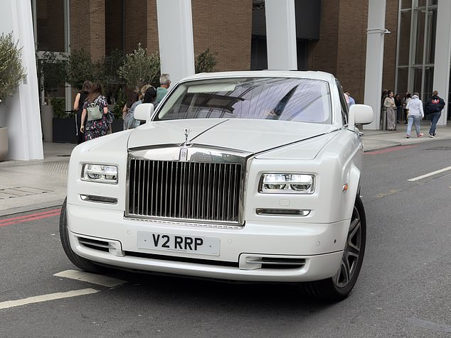 The bride rocked up to the wedding in a lavish white Bentley