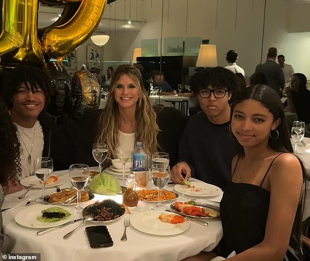 The supermodel is a parent to Henry, Johan and daughter Lou (pictured) from her nine-year marriage to British singer Seal