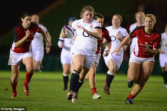 Ms Acheson (pictured playing for England Women in 2014) is set to win over £50,000 in compensation after it was found her crew manager had made offensive comments to her