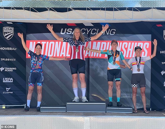 KJ Phillips (center) won the 55+ women's national championship on Monday in Wisconsin