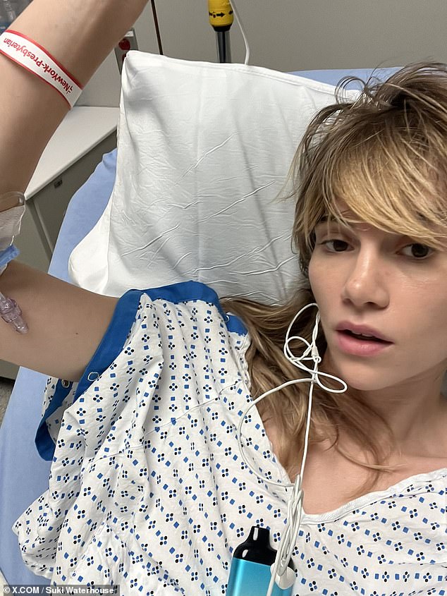 Suki Waterhouse's selfie with a vape pen while in hospital receiving treatment for a hernia