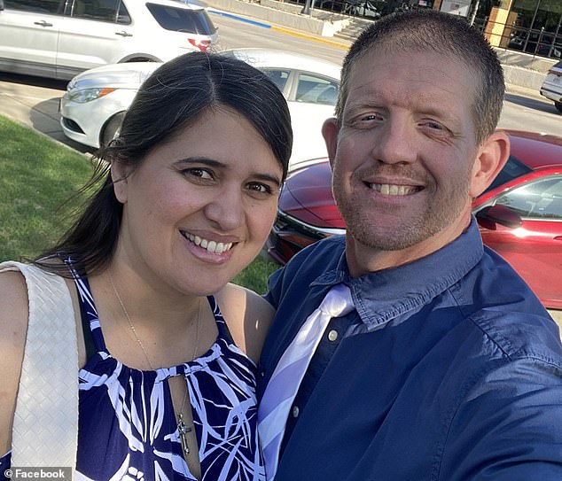 Cristen Brink (left), 41, and Clinton Brink (right), 43, were found dead at around 2.40pm on Saturday on a 'remote and rural' trail at Devil's Den State Park. They were killed in front of their young daughters, who led police to a suspect