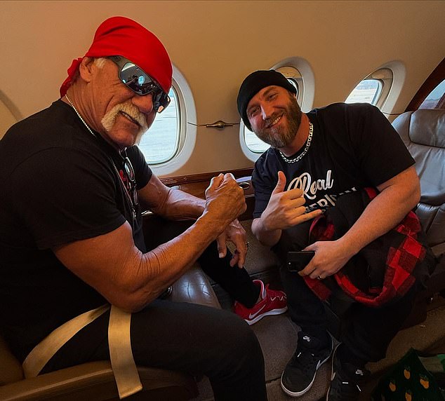 Hogan, pictured with his only son, died at the age of 71 last week following a cardiac arrest