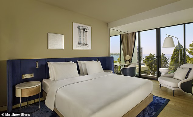 Hayley's room looks out on to the Istrian Riviera. She says: 'The views are beautiful (and worth upgrading for) and the bed is supremely comfortable, coming with a choice of seven pillows'