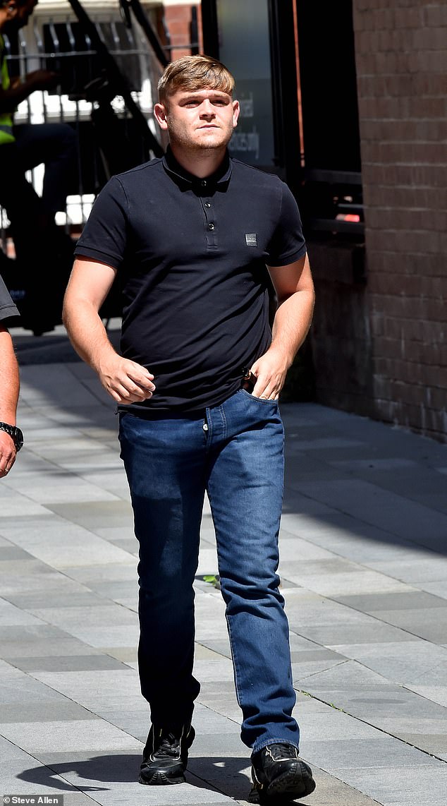 Alfie Holt pictured outside Manchester Magistrates' Court where he admitted assault charge