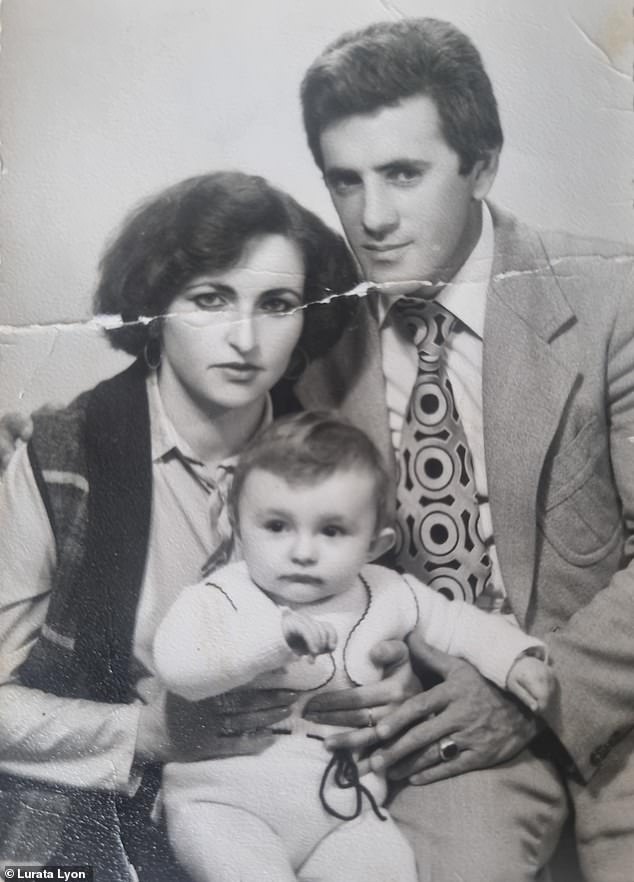 Born an only child to a loving couple in a small village in Serbia called Veliki Trnovac, Lurata remembers a home not of privilege, but of happiness. Pictured: Lurata with her parents