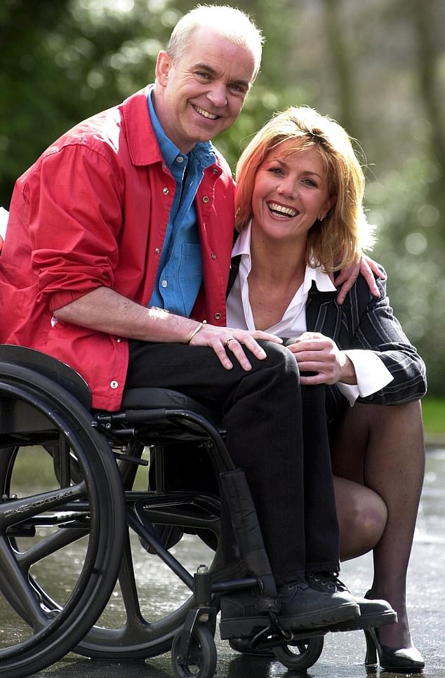 Wayne's passing comes amid his battle with multiple sclerosis, which he was diagnosed with in 1988 [pictured with ex-wife Marianne in 2001]