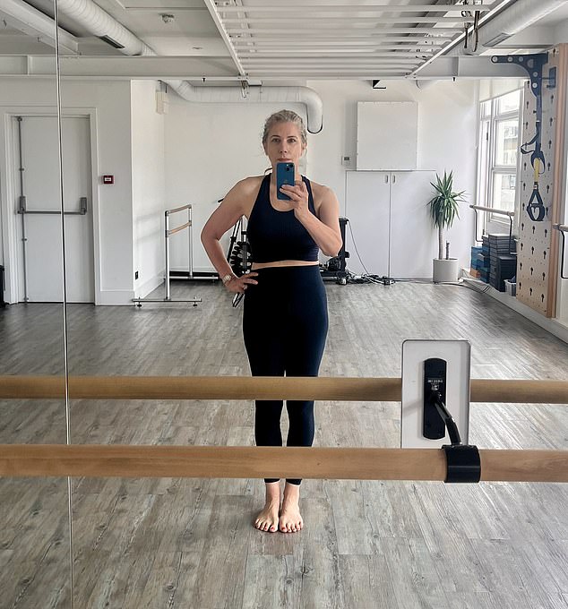 Toned, tightened and glowing arms: Our writer Leah Hardy at the gym