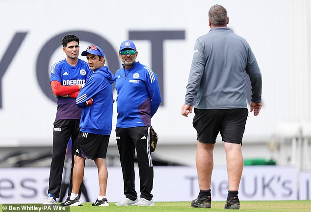 India captain Shubman Gill (left) and head coach Gautam Gambhir (second left) have clashed with the Oval's head groundsman Lee Fortis (right) in recent days