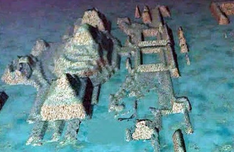 Sonar image of possible 6,000-year-old underwater structures near Cuba.