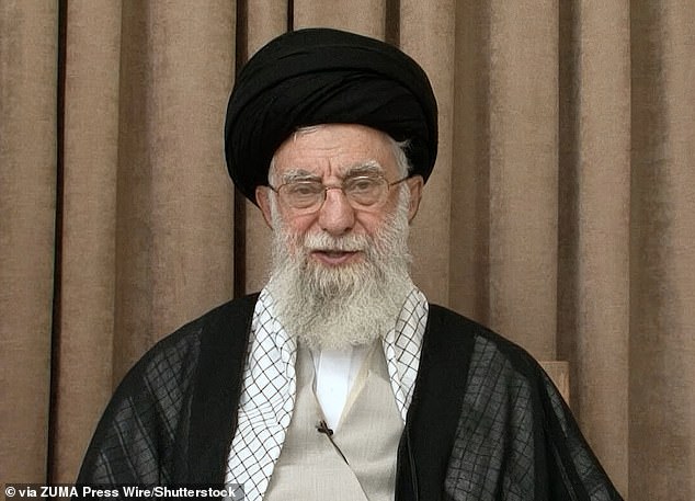 Iran's supreme leader Ayatollah Ali Khamenei delivering an annual address