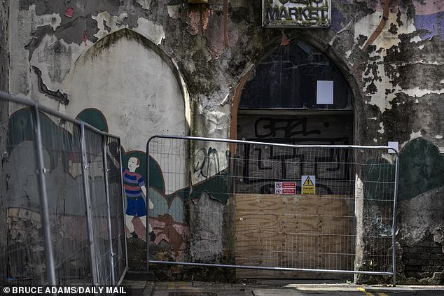 Burslem is one of the UK's emptiest high streets. Pictured: The entrance to the once thriving Indoor Market on Keates Street
