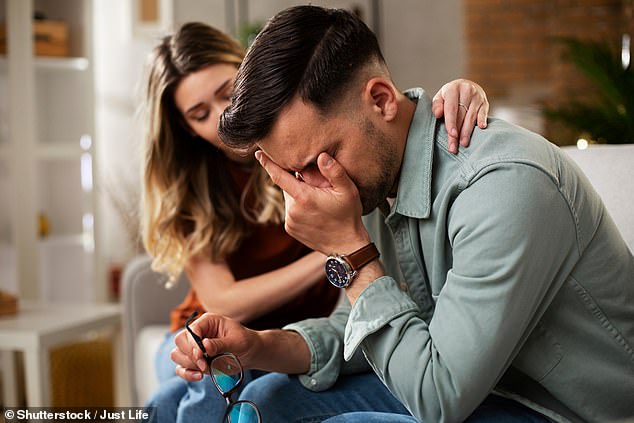 Turning on the waterworks might help men get out of a tricky situation - as their crocodile tears are more likely to be believable, a study shows (stock image)