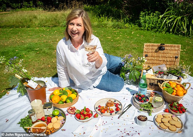 Jan Moir trying a range of As Ever products at her Duchess of Sussex- themed picnic