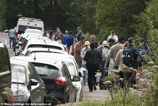 The Cotswolds is already hugely busy in the summer months, with the Vance family's visit likely to further add to the region's traffic woes (Pictured: traffic in Bibury, Gloucestershire in August 2024)