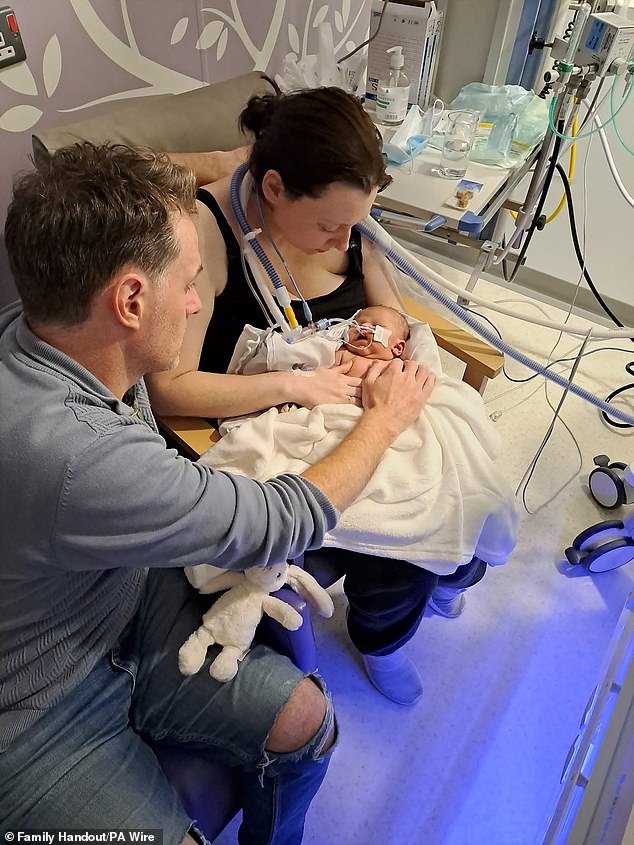 Liliwen Iris Thomas with her parents Emily Brazier and Rhodri Thomas, who have launched a civil action against Cardiff and Vale University Health Board after Liliwen died from perinatal asphyxia – a lack of oxygen