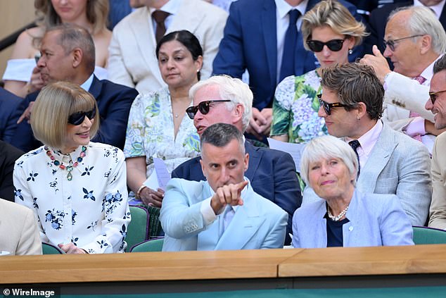 James Norton ¿s famous father Hugh was spotted chatting with former Vogue editor-in-chief Anna Wintour at Wimbledon on Friday