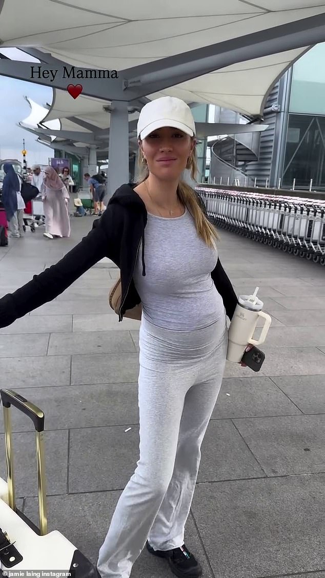 It comes as Jamie shared some funny snaps of his pregnant wife as they jetted off on a babymoon on Friday, with one snap showing her looking a little downcast at the airport