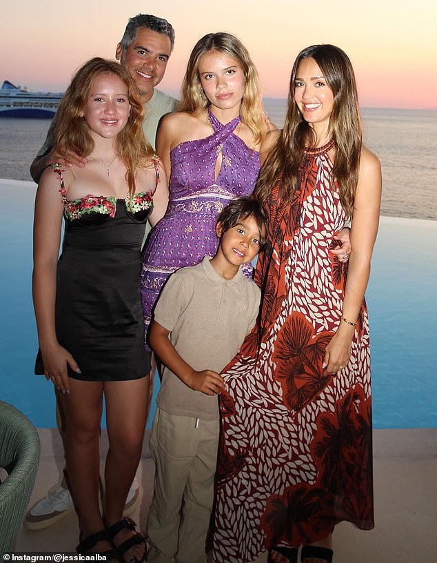 Jessica with ex Cash Warren and their three children in 2024