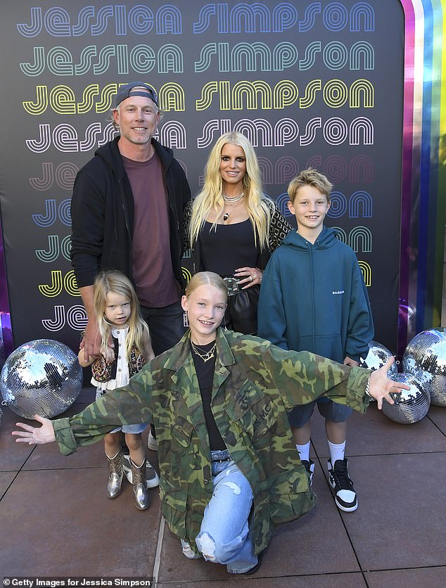 Simpson and her ex share three children together, daughters Birdie, six, Maxwell, 13,and son Ace, 12 (pictured 2022)