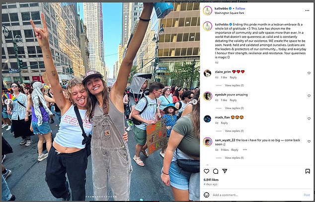 Kath poses with another of JoJo's exes, the YouTuber Avery Cyrus, at New York City Pride