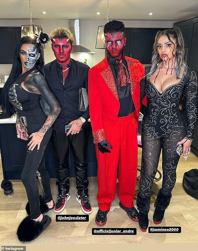 Recalling the moment she first met Junior's parent's, Jasmine admitted: 'I was nervous but I feel like it¿s always nerve-wracking' (L-R Katie, JJ Slater, Junior and Jasmine)