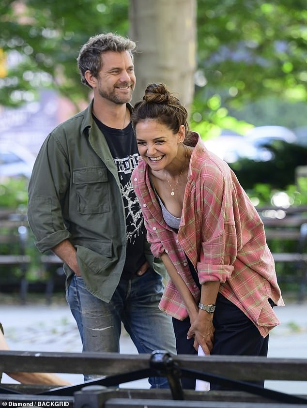 Katie Holmes and Joshua Jackson seemed in great spirits once again as they were spotted together on the set of Happy Hours on Wednesday