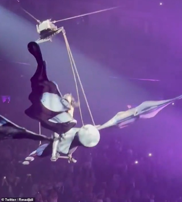 An audience member captured the moment Katy Perry almost fell after a mechanical prop malfunctioned during her concert in San Francisco on Friday