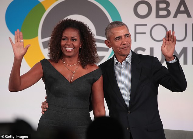 Former President Barack Obama, 63, and his wife Michelle Obama, 61, are teaming up with Seinfeld creator Larry David, 78, for a new HBO TV show; The couple pictured 2019
