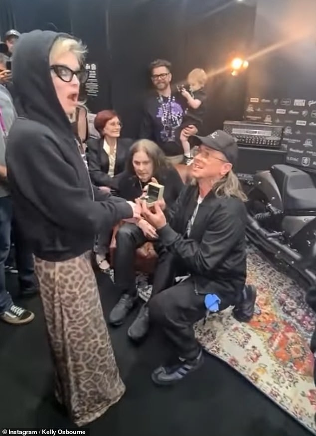 Kelly Osbourne 's partner Sid Wilson surprised the star by proposing backstage at Ozzy Osbourne's final gig on Saturday night