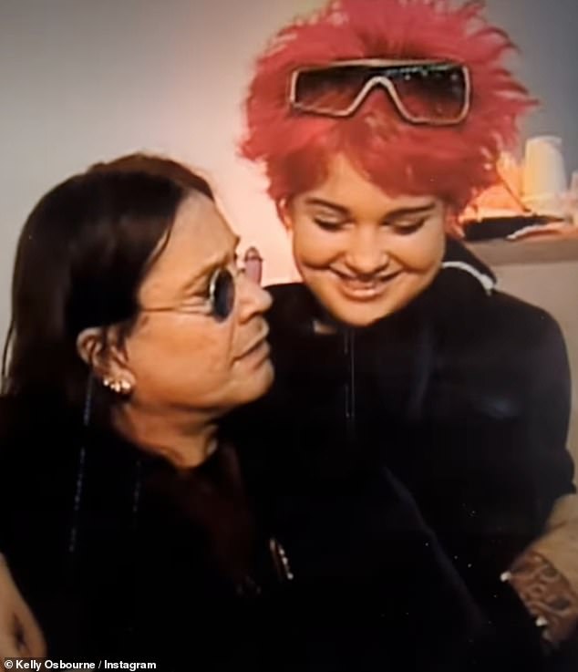 Pulling her in for a hug, Ozzy jokes: 'Terrible isn't it, the way children speak these days?'