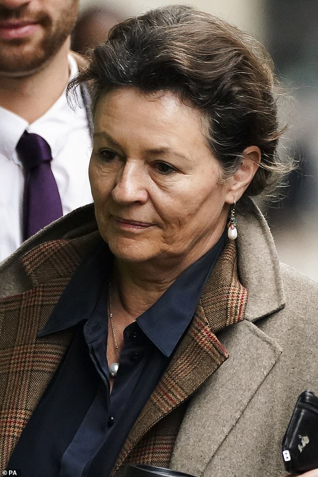 Constance Marten's mother Virginie de Selliers was present for every day of her daughter’s first trial. Pictured: Virginie de Selliers arriving at the Old Bailey in January 2025
