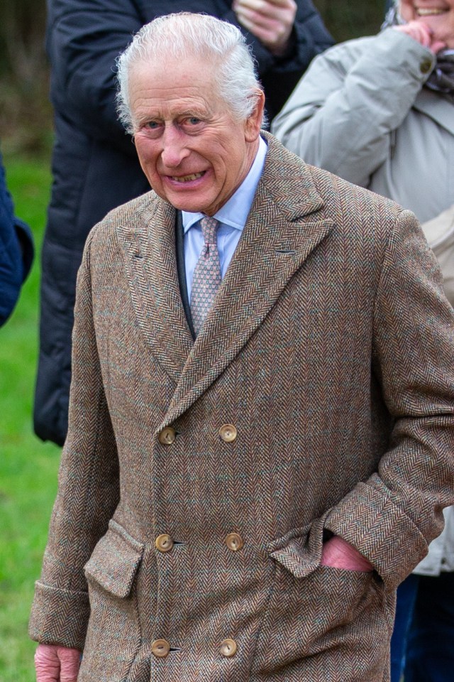 King Charles in a tweed coat.