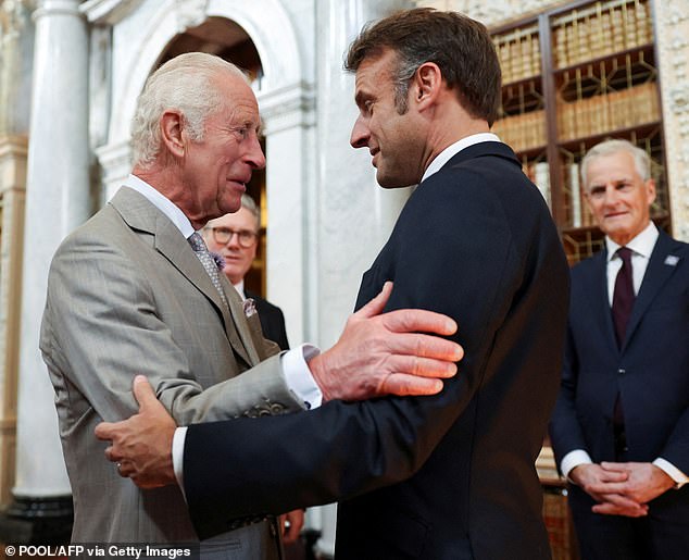 King Charles will honour the history between Britain and France as he hosts President Macron for a State Visit at Windsor Castle today (The King and Macron pictured in 2024)