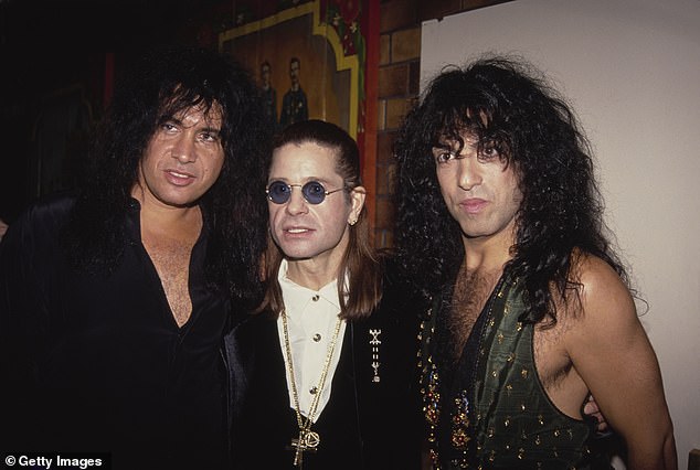 Gene (left) pictured with Ozzy (middle) and singer Paul Stanley (right) back in 1991