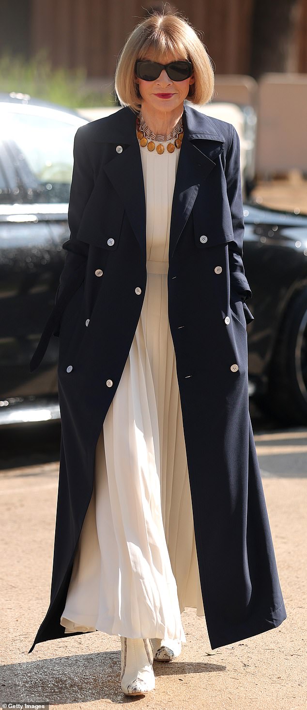 Chanel fan Dame Anna Wintour, 75, was on hand to watch the show, her trademark bob looking noticeably lighter