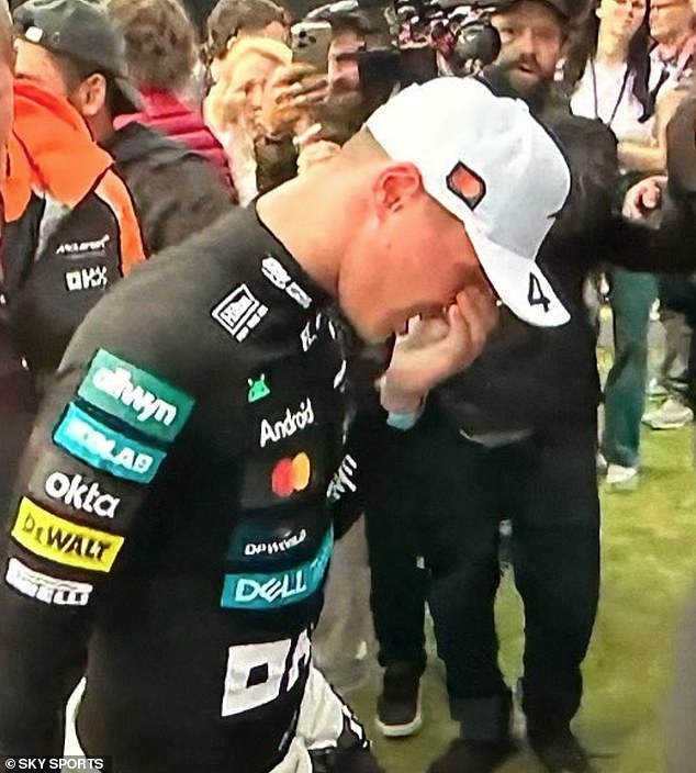 Lando Norris suffered a cut to his nose while celebrating his win at Sunday's British Grand Prix